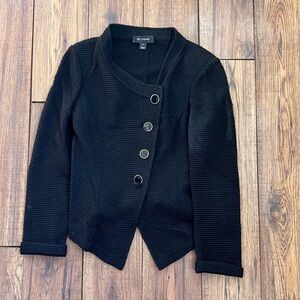 St John Asymmetrical Knit Blazer Size 8 Black